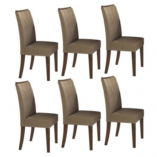 Conjunto Sala de Jantar Mesa Tampo MDF/Vidro 6 Cadeiras Apogeu Vi Espresso Móveis - 3
