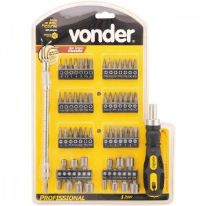 Jogo de bits/ponteiras com 58 peças encaixe sextavado 1/4" Vonder PLUS