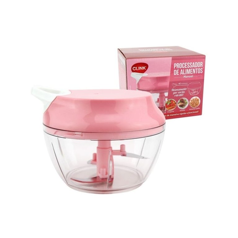 Processador De Alimentos Manual Triturador Cortador 3 Laminas Inox - Clink ROSA