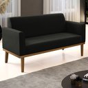 Ver imagem 2 de Sofá Namoradeira Base Madeira Castanho Maressa Suede Preto - Ibiza