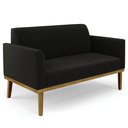 Ver imagem 1 de Sofá Namoradeira Base Madeira Castanho Maressa Suede Preto - Ibiza