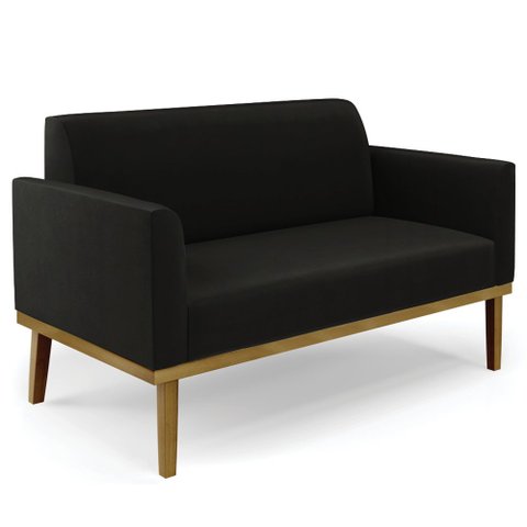 Sofá Namoradeira Base Madeira Castanho Maressa Suede Preto - Ibiza