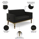 Ver imagem 3 de Sofá Namoradeira Base Madeira Castanho Maressa Suede Preto - Ibiza