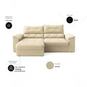 Ver imagem 4 de Sofá com Chaise Ravena 3 Lugares Retrátil Reclinável 200cm Bege Suede