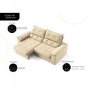 Ver imagem 5 de Sofá com Chaise Ravena 3 Lugares Retrátil Reclinável 200cm Bege Suede