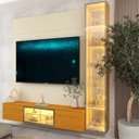 Ver imagem 1 de Estante para TV e Home Theater até 65 Polegadas com LED e Vidro Reflecta 100% MDF 191,2CMX217,6cm Luminare