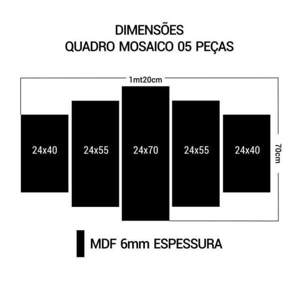 QUADRO MOSAICO DECORATIVO 5 PEÇAS DECORATIVO ANIMAIS 58 - 4