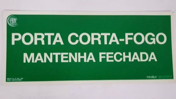 2 Peças - Placa Porta Corta Fogo 25x10 Cm Fotoluminescente Bombeiros - 2