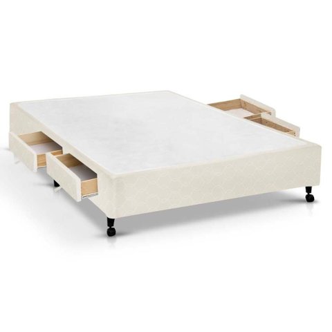 Cama Base c/Aux 4 Gavetas Viúva Castor Poli Clean 128x188x27