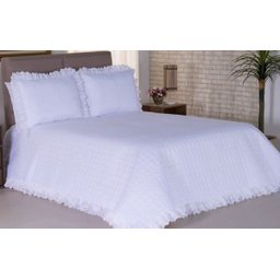 Kit Cobre Leito Diplomata Casal Queen Branco com Babado 03 Peças - 2