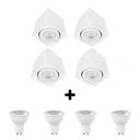 Ver imagem 1 de Kit 4 Spot Sobrepor Teto Beiral para Lampada Dicroica Branco Direcionável + 4 Lâmpadas Led 4000k