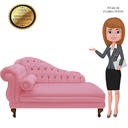 Ver imagem 5 de Recamier Divã Namoradeira Larissa 185cm Direito de Quem Senta Suede Rosa Barbie - Incasa Decor