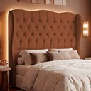 Ver imagem 5 de Cabeceira Cama Box Queen Size Alora 160cm Estofada Capitonê Moderna Bouclê Terracota - Desk Design