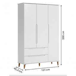 Roupeiro Infantil Lunna 100% Mdf Estilo Retrô - Branca - 3