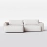 Sofá Ibiza sem Caixa com Super Chaise 2,04m em Linho Off White Areia e Corino Marrom - Home Mobily - 3