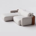 Ver imagem 4 de Sofá Ibiza sem Caixa com Super Chaise 2,04m em Linho Off White Areia e Corino Marrom - Home Mobily