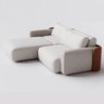 Sofá Ibiza sem Caixa com Super Chaise 2,04m em Linho Off White Areia e Corino Marrom - Home Mobily - 4