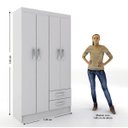 Ver imagem 6 de Guarda-Roupa Solteiro 4 Portas 2 Gavetas Atalaia Branco