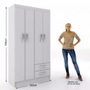 Ver imagem 7 de Guarda-Roupa Solteiro 4 Portas 2 Gavetas Atalaia Branco