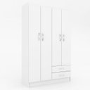 Ver imagem 4 de Guarda-Roupa Solteiro 4 Portas 2 Gavetas Atalaia Branco
