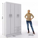 Ver imagem 7 de Guarda-Roupa Solteiro 4 Portas 2 Gavetas Atalaia Branco