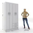 Ver imagem 6 de Guarda-Roupa Solteiro 4 Portas 2 Gavetas Atalaia Branco