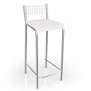 Banqueta Estofada Gênova Cromada 1b705cr Kappesberg Crome - Cromado/courino Branco