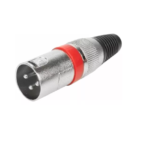 Kit 5 Plugs Xlr Cannon Macho Profissional Vermelho