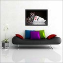 Ver imagem 1 de Quadro Decorativo Pôquer Cartas Baralho Salas De Jogos Interiores Com Moldura Decorações