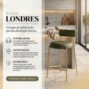 Ver imagem 2 de Banqueta Cozinha Média com Encosto Industrial Dourado Kit 3 Londres PU Verde D03 - D'Rossi
