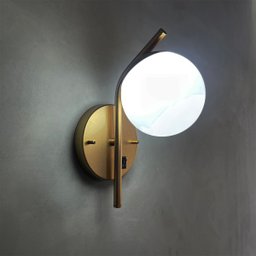 Arandela Luminária de Parede Inclinada com Interruptor Dourado com Globo Vidro Fosco 12cm - 2