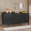 Ver imagem 2 de Balcão de Cozinha com Tampo 180cm Pérola Preto Z34 - Mpozenato