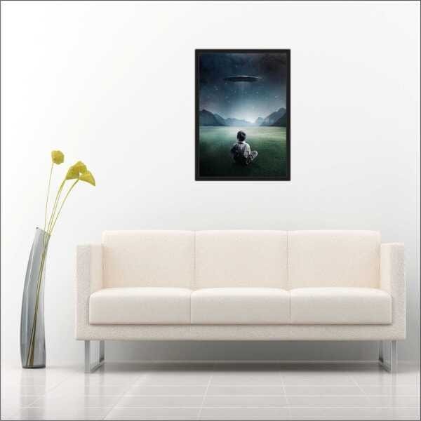 Quadro Decorativo Ufo Ufologia Disco Voadores Salas Interiores Com Moldura Decorações - 1