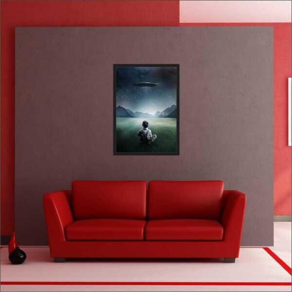 Quadro Decorativo Ufo Ufologia Disco Voadores Salas Interiores Com Moldura Decorações - 4