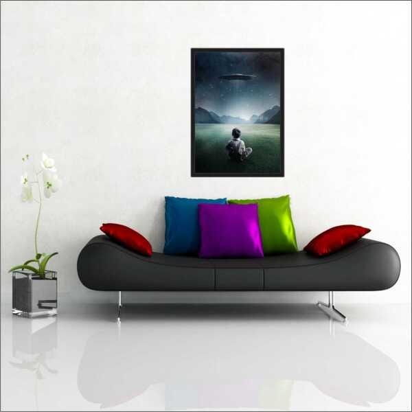 Quadro Decorativo Ufo Ufologia Disco Voadores Salas Interiores Com Moldura Decorações - 3