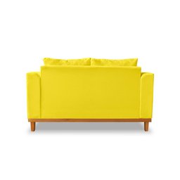 Sofá Namoradeira Viena 02 Lugares Com Almofadas Decorativa Suede Amarelo - Madeira Prima Deccor - 5