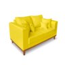 Sofá Namoradeira Viena 02 Lugares Com Almofadas Decorativa Suede Amarelo - Madeira Prima Deccor - 3