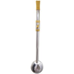 Bomba Chimarrão Rosca Aço Inox 304 Ouro 18k Pingente Desenho Cuia - 3