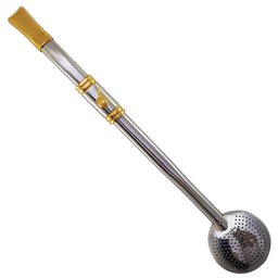 Bomba Chimarrão Rosca Aço Inox 304 Ouro 18k Pingente Desenho Cuia - 5