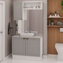 Ver imagem 1 de Conjunto de Banheiro Modulado 100% MDF Americano 3 Peças Iluminata Cinza/Branco/Fendi