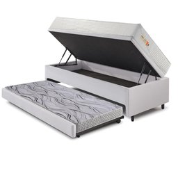 Bicama Box Baú Courino Linho 88x188 com Colchão Ecoline D33 Ecoflex - 4