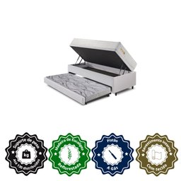 Bicama Box Baú Courino Linho 88x188 com Colchão Ecoline D33 Ecoflex - 6