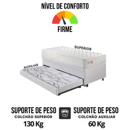 Bicama Box Baú Courino Linho 88x188 com Colchão Ecoline D33 Ecoflex - 7