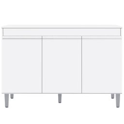 Balcão Gabinete de Pia sem Tampo 120cm 3 Portas Manu - AJL Móveis - Branco - 1