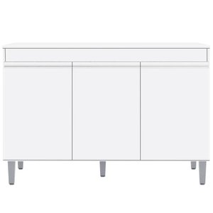 Balcão Gabinete de Pia sem Tampo 120cm 3 Portas Manu - AJL Móveis - Branco