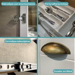 Armário de Cozinha Completa com Balcão Milla Bloom Carraro - 9