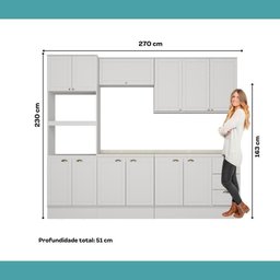 Armário de Cozinha Completa com Balcão Milla Bloom Carraro - 7