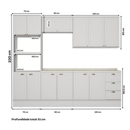 Armário de Cozinha Completa com Balcão Milla Bloom Carraro - 5