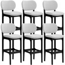 Ver imagem 1 de Kit 6 Banquetas Alta Bar Cozinha Sala Jantar Fixa Betta L02 Preto Linho Cinza - Lyam Decor