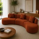Ver imagem 1 de Sofá Modular Curvo 360cm Orgânico Virginia Bouclé Terracota